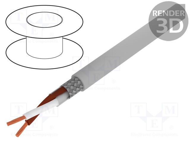 Wire; Li2YCY-TP; 1x2x0,25mm2; tinned copper braid; PVC; grey; 50V