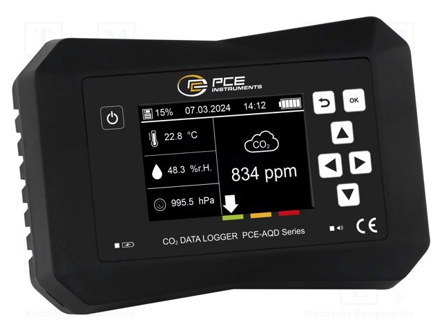 Meter: air quality; Range: 0÷40000ppm (CO2); Meas.accur: ±50mbar