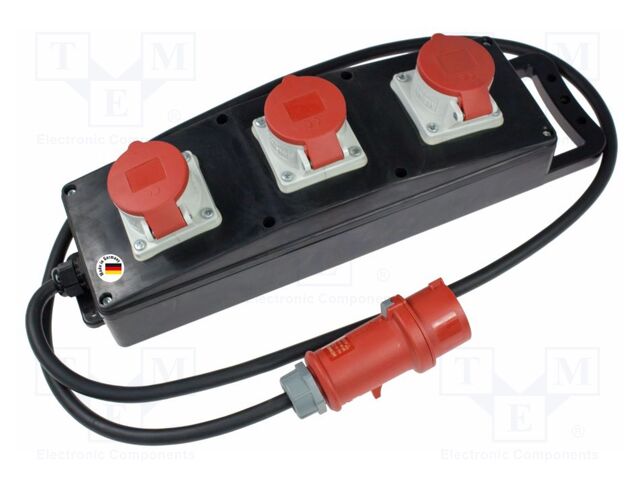 Extension lead; 5G2.5mm2; three-phase,with flap,with holder