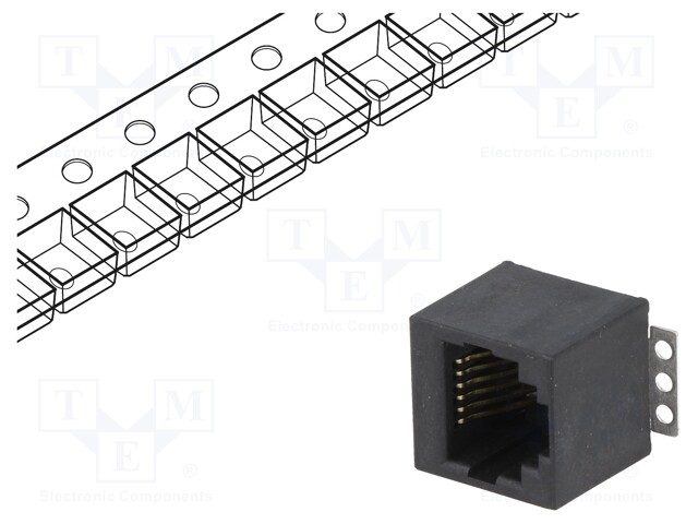 Socket; RJ12; PIN: 6; Cat: 5; Layout: 6p6c; SMT; vertical