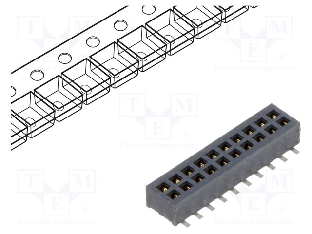 Connector: pin strips; female; PIN: 20; 1.27mm; gold flash; SMT