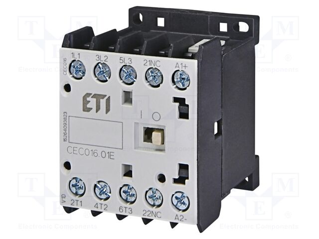 Contactor: 3-pole; NO x3; Auxiliary contacts: NC; 400VAC; 22A; CEC