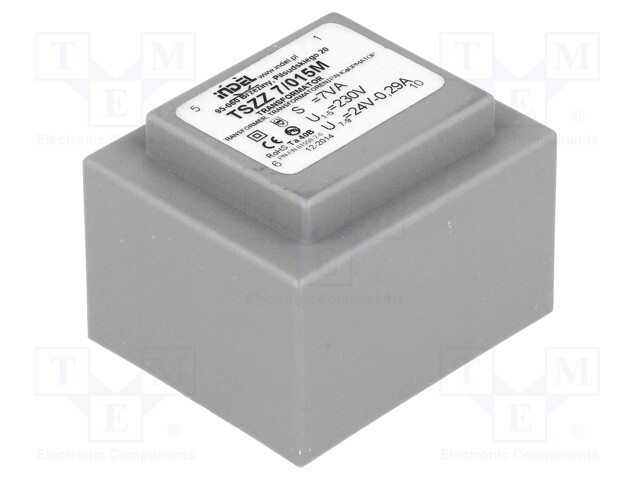 Transformer: encapsulated; 7VA; 230VAC; 24V; 0.29A; Mounting: PCB