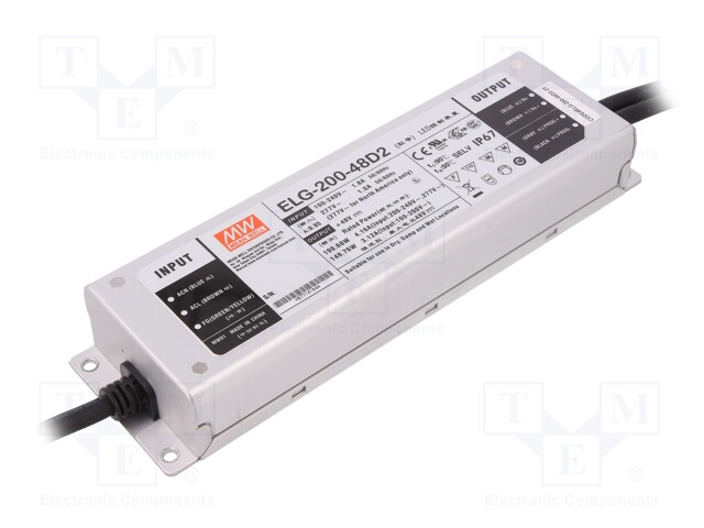 Power supply: switched-mode; LED; 199.68W; 48VDC; 4.16A; IP67; 93%