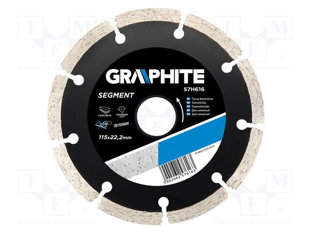 Cutting diamond wheel; Ø: 115mm; Øhole: 22.2mm; Disc thick: 2.1mm