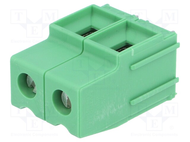 PCB terminal block; angled 90°; 10.16mm; ways: 2; on PCBs; tinned