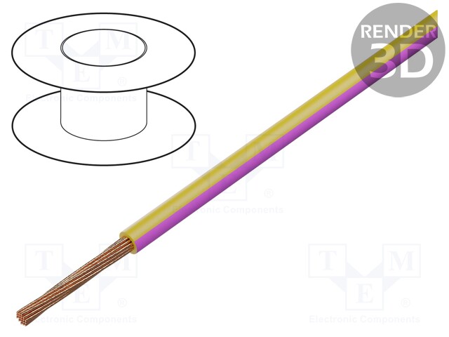 Wire; H05V-K,LgY; stranded; Cu; 2.5mm2; PVC; yellow-pink; 300V,500V