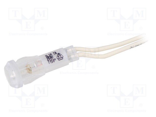 Indicator: with neon lamp; prominent; 220VDC; 220VAC; 200mm leads