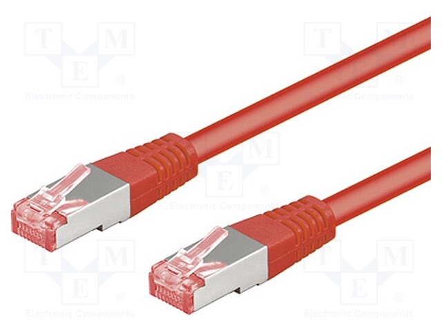 Patch cord; S/FTP; 6a; stranded; Cu; LSZH; red; 1m; halogen free
