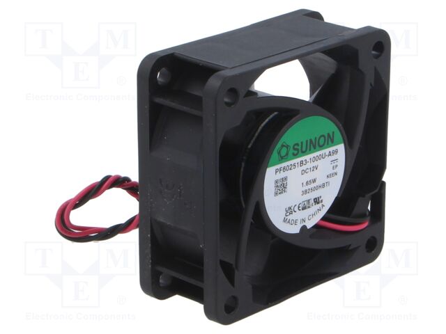 Fan: DC; axial; 12VDC; 60x60x25mm; 49m3/h; 37.5dBA; ball; 6200rpm
