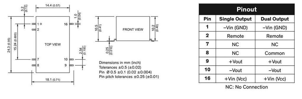 Converter: DC/DC; 2W; Uin: 36÷75V; 9VDC; Iout: 222mA; SMD; 7g; 100kHz