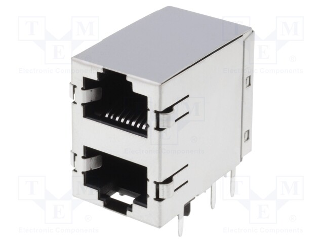 Socket; RJ45; PIN: 8; Cat: 5; shielded,double; Layout: 8p8c; THT