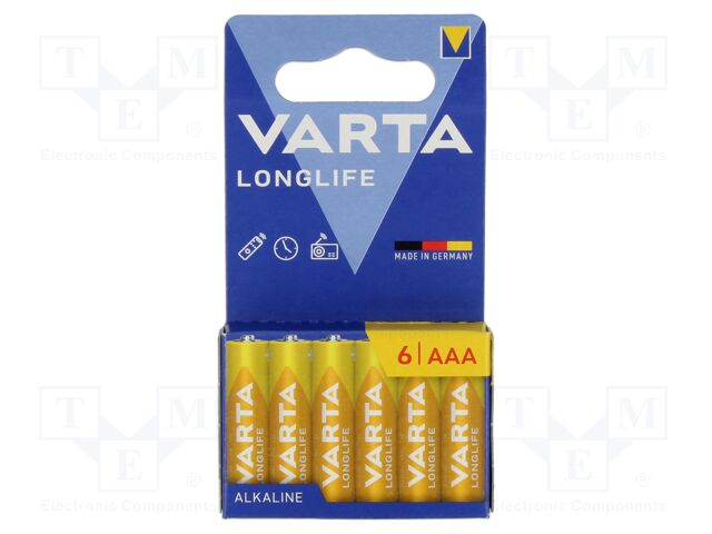Battery: alkaline; 1.5V; AAA; LONGLIFE; Batt.no: 6