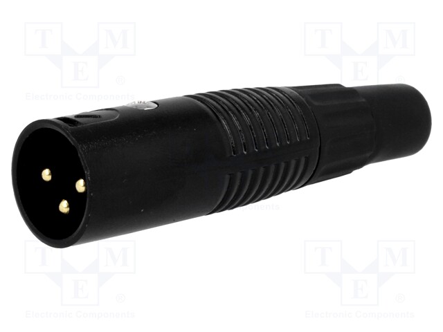 Plug; XLR; male; PIN: 3; straight; for cable; gold-plated