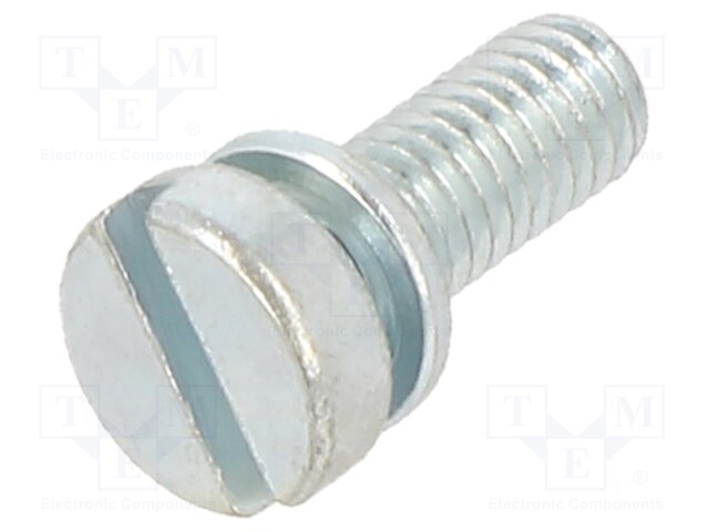 Screw; with washer; M4x8; DIN: 84; Head: cheese head; slotted; steel