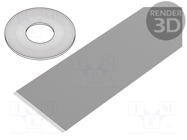 Wire: ribbon; 1.27mm; stranded; Cu; 50x26AWG; unshielded; PVC; grey