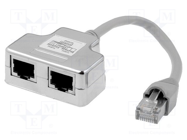 Splitter; Cat: 5e; cross,shielded; RJ45 socket x2,RJ45 plug