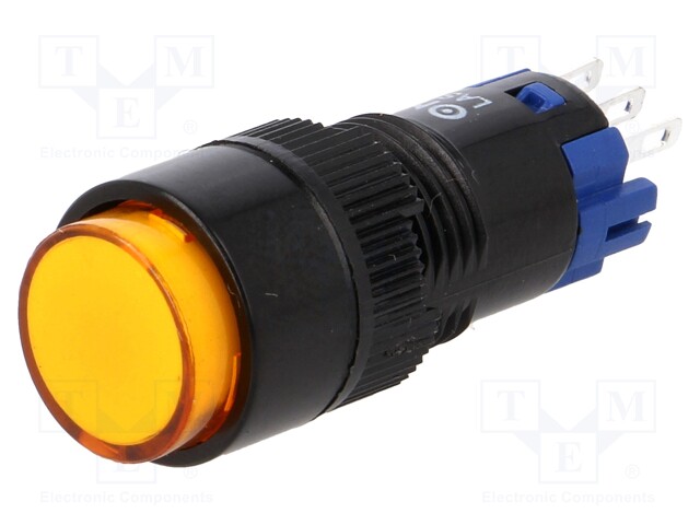 Switch: push-button; Pos: 2; SPDT; 0.5A/250VAC; 1A/24VDC; orange