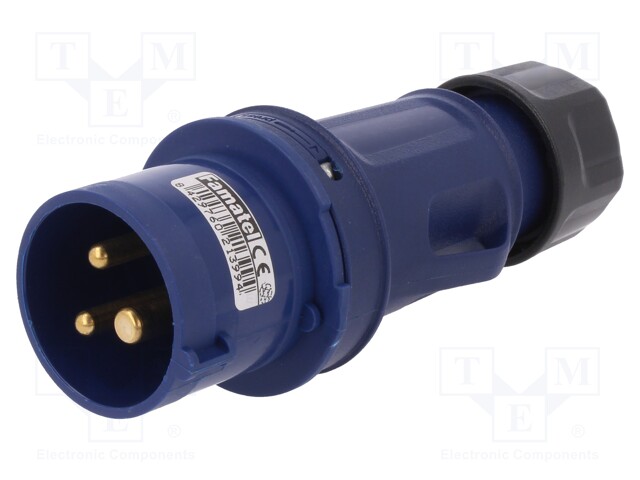 Connector: AC supply 3-phase; plug; male; 16A; 380/415VAC; IP44