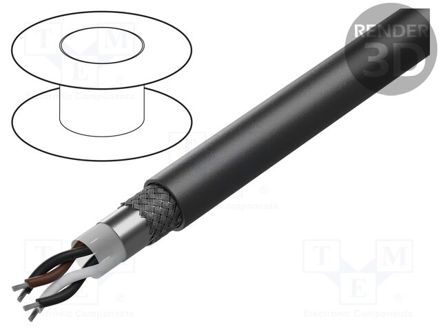 Wire; Xtra Guard® 2; 2x2x18AWG; shielded,Al-PET foil; black; 300V
