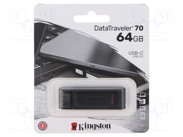 Pendrive; USB 3.2 Gen 1; 64GB; DataTraveler 70; black; USB C