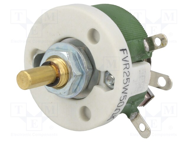 Potentiometer: shaft; single turn; 50Ω; 25W; ±10%; 6mm; wirewound