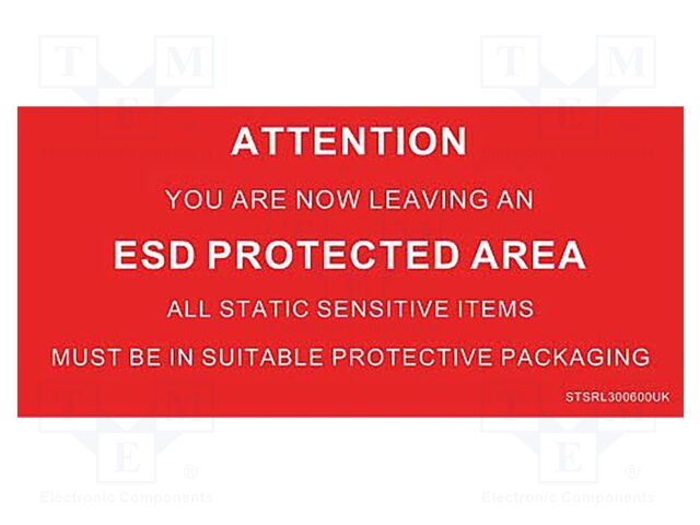 Information board; ESD,self-adhesive; 600x300mm; white,red