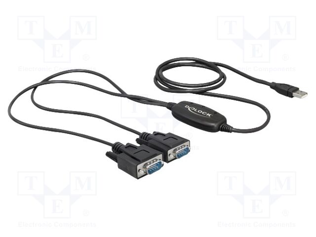 USB to RS232 converter; D-Sub 9pin plug x2,USB A plug; 1.4m