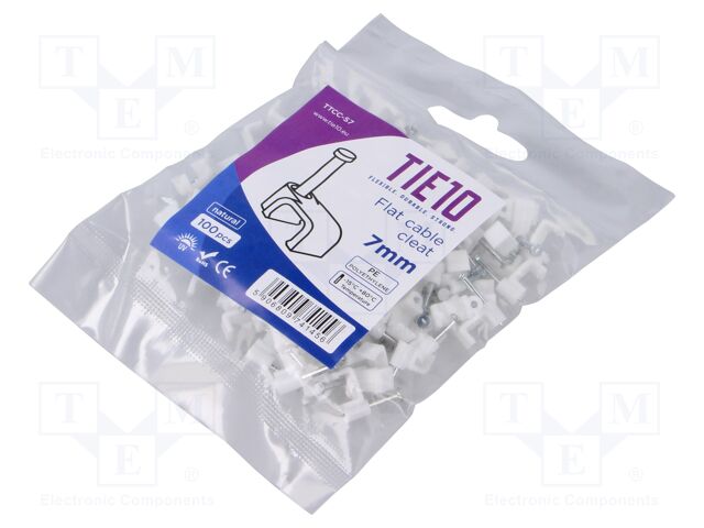 Holder; natural; for flat cable; 100pcs; with a nail