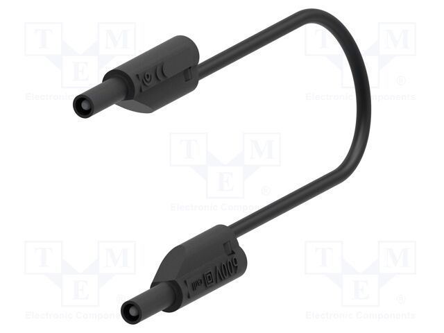 Test lead; 10A; banana plug 2mm,both sides; Len: 0.5m; black