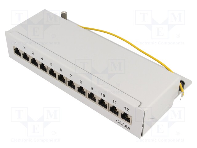 Patch panel; RJ45; Cat: 6a; Colour: grey; IDC; surface-mounted