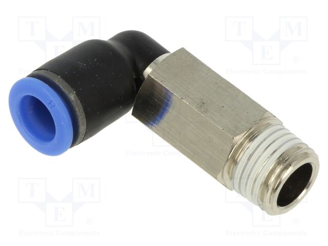 Push-in fitting; long,angled 90°,twistable; -0.95÷15bar; 0÷60°C