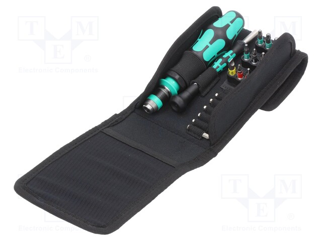 Screwdriver bits; Pcs: 17; Package: bag; Mounting: 1/4" (C6,3mm)