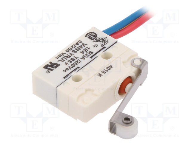 Microswitch SNAP ACTION; with lever (with roller); SPDT; Pos: 2