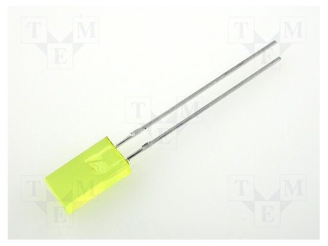 LED; rectangular; 5x2.5mm; yellow; 1.3÷8mcd; 110°; Front: flat; 20mA