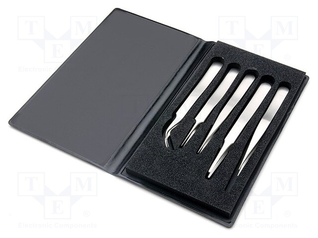 Tweezers; Pcs: 5; Package: case; SMD