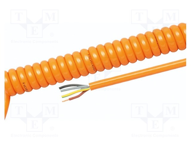 Wire: coiled; 3G2,5mm2; unshielded; PUR; orange; 450/750V; 0.5m; 2m