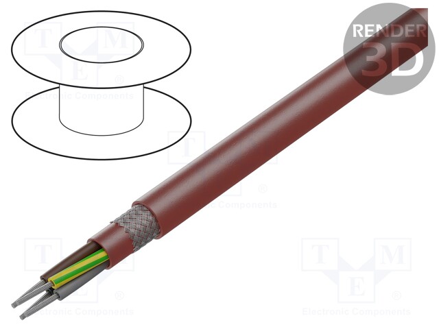 Wire; SiHF-C-Si; Cu; stranded; 4G0,5mm2; silicone; brown-red