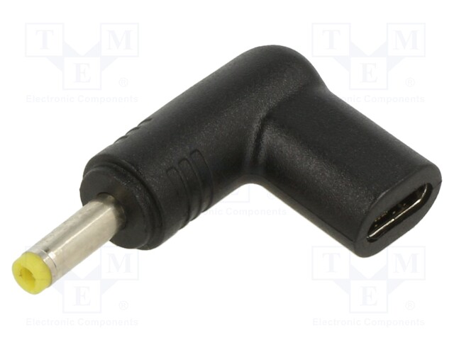 USB C socket,DC 4,0/1,7 plug; Transition: adapter; black; 100W