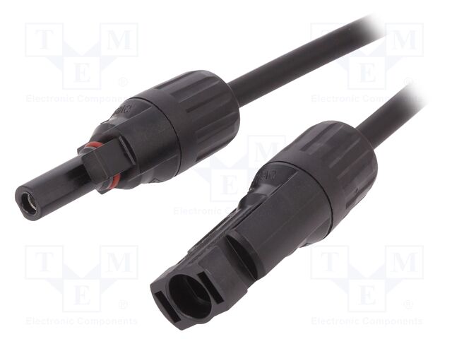 4mm2; Cable: solar; PIN: 1; 1m; plug; plug; male; female; straight