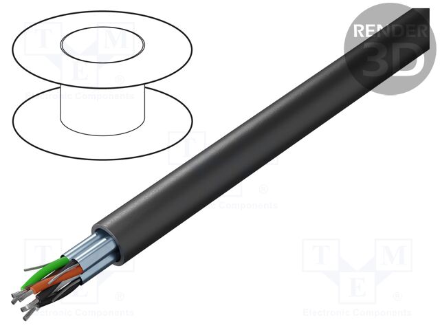 Wire; Alpha Essential C&C; 3x2x24AWG; PVC; black; 300V; 305m