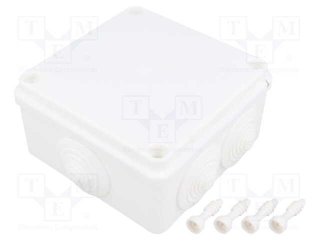 Enclosure: junction box; X: 100mm; Y: 100mm; Z: 50mm; IP65; white