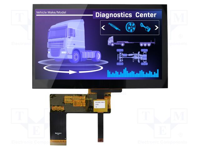 Display: TFT; 7"; 800x480; Illumin: LED; Dim: 165x104x5.25mm; RGB