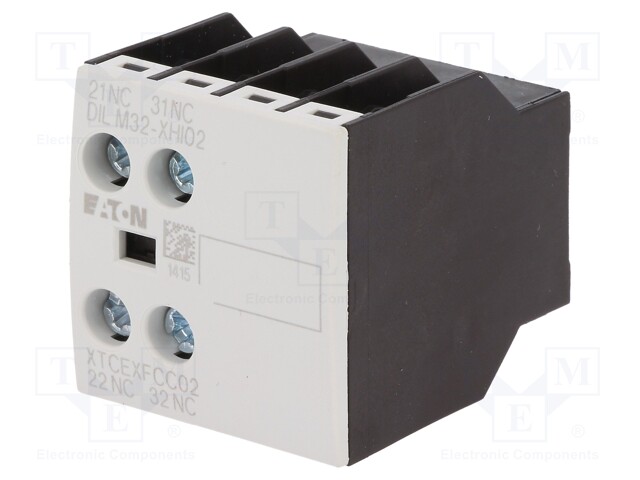 Auxiliary contacts; Leads: screw terminals; Mounting: front