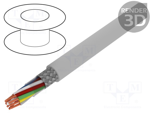 Wire; Li2YCY-TP; 4x2x0,5mm2; tinned copper braid; PVC; grey; 50V