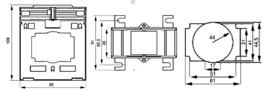 Current transformer; Iout: 1A; Iin: 1.2kA; Ø: 44mm; Cutout: 30x60mm