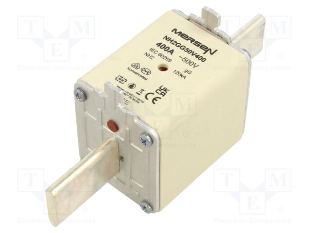 Fuse: fuse; gG; 400A; 500VAC; 250VDC; ceramic,industrial; NH2