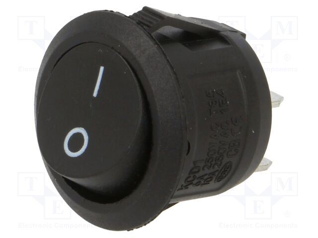 ROCKER; Pos: 2; 6A/250VAC; black; none; Body: black; Cutout: Ø20mm