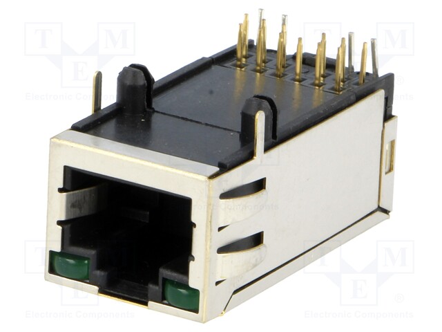 Socket; RJ45; PIN: 8; shielded,with LED; Layout: 8p8c; THT
