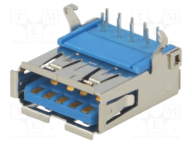 Socket; USB A; on PCBs; THT; angled 90°; USB 3.0; 1A; 30V